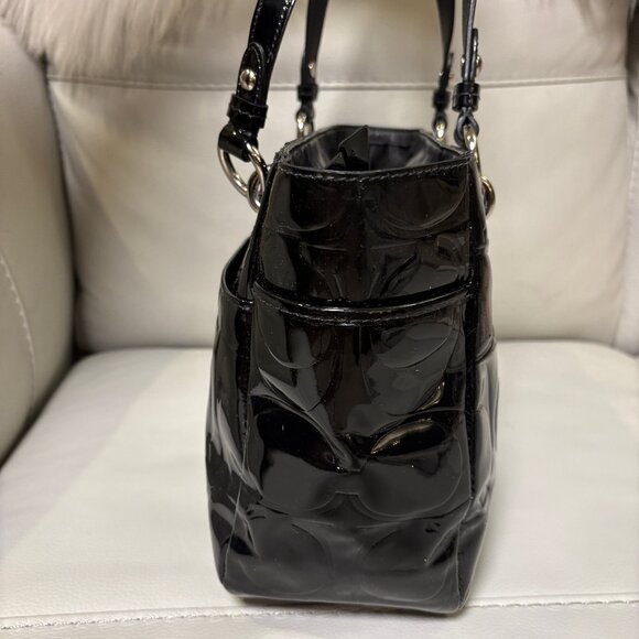 Coach Embossed Black Patent Leather Tote - Picture 5 of 13
